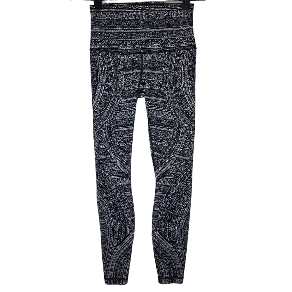 Lululemon Wunder Under Hi-Rise Tight  Entwined 50 Ice Grey Black W5AQOS Size 8